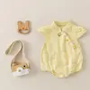 Ropa de abrigo para bebé, ropa holgada, Cheongsam de seda natural, mono de manga corta, verano, fino, nuevo, para bebé recién nacido, estilo chino de verano