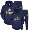 Sudaderas con Capucha Estampadas de Marca de Tendencia Otoñal Europea y Americana para Hombres y Mujeres, Conjuntos Deportivos Casuales y Pantalones de Chándal de Dos Piezas para Parejas