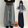 Pantalones Negros Niñas Invierno 2026 Estilo Niña Pantalones Falsos de Dos Piezas Cubre Pompas Otoño/Invierno Pantalones de Pierna Curva con Felpa para Niños Ropa de Abrigo