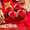 Set de boda de copa de brindis modificado un par de tapa tazón palillos tazón festivo rojo copa de brindis de boda