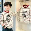 Camiseta base de rayas para niño, de algodón puro, manga larga, estilo nuevo para primavera y otoño