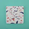 Set de serie de tierra de diatomeas de posavasos redondos y cuadrados, alfombrillas absorbentes y termoaislantes con patrón de animales y plantas estilo japonés