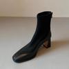 Botas francesas retrô skinny 2024 novas botas curtas de salto alto femininas com aparência fina e salto grosso botas martin