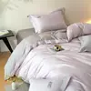 Luxo Leve Simples Estilo Nórdico Conjunto Completo de Roupa de Cama de Algodão Jogo de Quatro Peças Cor Sólida Toque de Luxo Lençol de Algodão Capa de Edredom Roupa de Cama para Quatro Estações