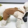 Perro pequeño mascota oso perro de peluche ropa para perro otoño e invierno invierno abrigo de algodón pana correa de oso ropa de cuatro patas