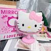 Espejo de Diamante con Estampado de Leopardo Hello Kitty, Espejo de Escritorio Giratorio de Princesa, Espejo de Maquillaje Kt, Paquete de Materiales DIY, Regalo Hecho a Mano