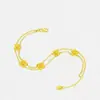 Pulsera de Flor de Cerezo Doble Fila Dorada para Mujer, Lujo Accesible Pulsera de Flor de Doble Capa de Imitación de Oro de Arena Vietnamita, Regalo para Novia