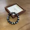 Pulsera de Obsidiana Plateada Natural con Diseño de Pixiu Nueva para Hombres y Mujeres, Joyería Sencilla y de Moda para Transferencia de Fortuna Regalo Venta al por Mayor