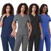 Camisa de Uniforme Cirúrgico Médica de Cor Sólida com Decote em V, Uniforme Cirúrgico Amigo da Pele e Absorvente de Suor para Instituições de Cirurgia Plástica e Hospitais de Animais, Aquisição de Vestuário de Trabalho