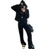 Nuevo Conjunto de Dos Piezas de Punto con Capucha y Cremallera, Pantalones de Pierna Ancha de Tiro Alto con Abertura, Moda Otoño/Invierno 2026 para Mujer