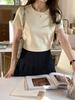 Camiseta Corta de Cuello Redondo para Mujer Primavera/Verano 2026 Guangzhou Shisanxing Nuevo Estilo Coreano Color Sólido Sencilla Versátil Top de Manga Corta