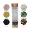Copo de Energia de Cristal Natural Cascalho de Cristal Tampa de Bambu Compartimento de Boca Larga Copo de Vidro Copo para Beber Chá Garrafa de Água Logo