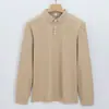 Camisa de Algodón Mercerizado de Amoníaco Líquido de Alta Gama Casual Versátil para Hombre Manga Larga Solapa Color Sólido Algodón Puro Sin Planchar Polo
