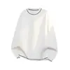 Outono de 2026 Novo Pulôver Masculino Gola Redonda Solto Color Block Manga Longa Camiseta Moda Jovem Camisa Básica Casual para Homens