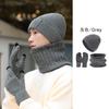 Fábrica de Sombreros conjunto de gorro de lana tejido de alta calidad para hombre guantes antideslizantes para pantalla táctil para exteriores juego de tres piezas