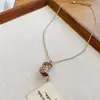 Collar Colgante de Manzana con Goteo de Aceite de Zirconia, Lujo Ligero, Moda de Alta Gama, Cadena Personalizada para Clavícula, Joyería de Nicho de Diseñador