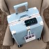 Maleta Carrito Multifuncional con Portavasos, Gancho, Puerto de Carga, Equipaje para Estudiantes Universitarios, Caja de Regalo, Maleta de Viaje con Marco de Aluminio