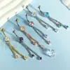 Piercing de Umbigo Perfurado Transfronteiriço com Zircônia Dourada Microincrustada Anel de Umbigo Corrente Roxa da Moda Piercing Corporal Joia
