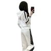 Traje deportivo de ocio blanco de alta gama para mujer Otoño 2025 Nueva moda Sudadera sencilla con capucha Conjunto de dos piezas para correr