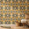 Impresión UV Adhesivo de pared Amarillo mostaza flores negras Decoración del hogar Impresión personalizada por imagen Al por mayor