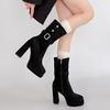 Botas Western de tacón grueso esmerilado, adelgazantes, estilo retro europeo y americano, con plataforma, slip-on, para mujer, Moda Otoño e Invierno 2026 Nuevas Botas Martin