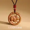 Pingente de Madeira de Pessegueiro com Animais do Zodíaco Chinês, Amuleto de Ano de Nascimento para Homens, Mulheres e Bebês, Pingente de Cavalo e Cobra, Chaveiro, Colar
