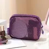 Bolsa de armazenamento em rede transfronteiriça, porta-moedas portátil, nécessaire, bolsa de armazenamento com zíper para cabo de dados, fone de ouvido, batom