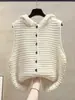 Chaleco cárdigan con capucha de punto grueso para mujer 2026 Primavera y Otoño Nuevo estilo Suéter chaleco de Outerwear holgado