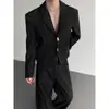 Em Estoque Outono/Inverno Estilo Nicho Blazer Curto Acolchoado nos Ombros com Fivela de Metal Xz157128 Preto Outros Itens no Pedido