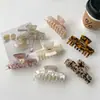 Pasador de Ácido Acético Dongdaemun de Corea del Sur Pinza para la Parte Posterior de la Cabeza Pinza de Garra para el Cabello Color Sirena Retro Francesa para Mujeres