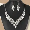 Juego de Collar y Pendientes de Perlas con Diamantes y Cristales, Joyería para Mujer de Banquete de Boda Nupcial, Estilo de Lujo Ligero
