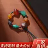Pulsera Trenzada de Plata con Ágata Tibetana Envejecida y Múltiples Gemas Tres-Siete Cuerda Trenzada Hecha a Mano Textura Estilo Tibetano Retro Juguete Cultural