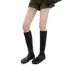 Versión de Piel de Vaca con Tacón Oculto de 4 cm~ Punta Elegante en Forma de Mango, Botas de Monta de Cuero Genuino Estrechas por Debajo de la Rodilla a Media Pantorrilla para Mujer