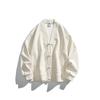2025 Primavera Nova Chegada Estilo Japonês Vintage Cardigan Novo Estilo Chinês Botão-down Jaqueta Masculina Cor Sólida Solta Jaqueta
