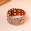 Pulseira de Couro Europeia e Americana Transfronteiriça com Rebites Cravejados de Diamantes, Design Único, Moda de Nicho, Pulseira Versátil, Luxo Leve, Joias de Alta Qualidade