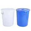 Cubo Redondo Grueso de Plástico Azul para Almacenamiento de Agua con Tapa, Cubo para Elaboración Casera, Cubo Templado, Cubo de Plástico Portátil para Cemento