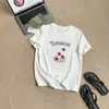 Camisa de Manga Corta con Estampado de Tomates Pequeños, Nuevo Estilo de Verano para Figuras Petite, Top Casual Versátil de Moda Estilo Coreano