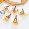 Flor de simulação 3 galhos rosa pequena flor de seda diy grinalda feita à mão broche flor de cabeça material flor de casamento decoração de parede de flores atacado