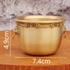 Cornucopia Cabeza de León de Latón con Caracteres de Bendición Mini Cilindro de Arroz Copa de Cobre Decoración de Escritorio Adornos Artesanales de Metal