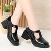 Zapatos de Piel para Mamá, Tacones Altos, Correas con Hebilla en T, Tacones Gruesos, Piel Suave, Zapatos para Mujeres de Mediana Edad y Mayores, Suelas Súper Suaves Que No Cansan Tus Pies