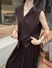 Cárdigan de punto para mujer, cuello en V, sin mangas, con capucha, fino, de alta gama, adecuado para ir al trabajo, se puede usar como capa interior o como top