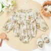 Novo Macacão de Bebê 2025 Roupas de Outono Tecido Zou Floral Saco Vestido Mijão Estilo Ocidental Fino Macacão de Rastejar Bebês e Crianças Pequenas