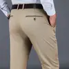 Pantalones Casuales Gruesos de Algodón Puro Talla Grande para Hombre Otoño e Invierno Negocios Sueltos Rectos Elásticos Pantalones de Hombre Cintura Alta Negros Largos
