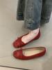 Bailarinas plateadas con aumento de altura interior 2025 Estilo francés suave de hada con falda Boca poco profunda Slip-on Zapatos de noche