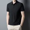 Verano Hielo Seda Urbana Negocios Cuello Solapa POLO Hombre Color Sólido Camiseta Sencilla Ropa de Papá Camisa de Aire Acondicionado LOGOTIPO