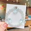 Pulsera de Polvo de Cristal de Fresa Anillo para el Cabello Pulsera de Doble Uso Estilo Coreano Estilo Mori Accesorios para el Cabello con Cuentas de Oso de Cristal Dulce