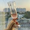 Vento Ins rede vermelha restaurante retrô relevo diamante copo de vidro alto valor de cor taça de champanhe uma geração de cabelo