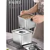 Caja de Condimentos de Acero Inoxidable, Contenedor Cuadrado para Sabores, Caja de Almacenamiento de Cocina, Adecuado para Puestos, Tiendas de Té con Leche, Restaurantes de Hot Pot, y para Almacenar Tarros de Condimentos de Manteca