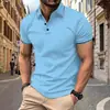 Moda Masculina Casual Transfronteriza Temu Estampado 3D Manga Corta Botones Polo Verano Nueva Fuente Fábrica Mayorista