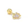 Pendiente de cartílago de circonita azul para caballero europeo y americano transfronterizo, moda geométrica para piercing, pendiente de tornillo para el lóbulo de la oreja, joyería para la oreja